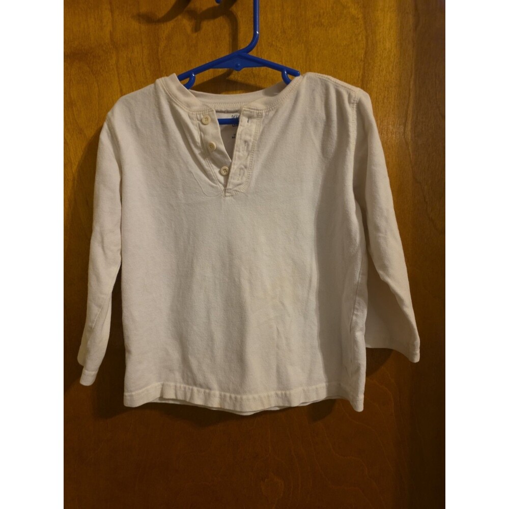 Boy's faded glory 4t beige long sleeve top 1/4 neck button